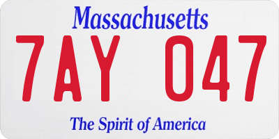 MA license plate 7AY047