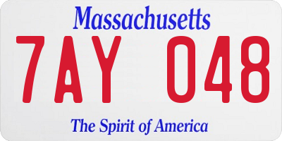 MA license plate 7AY048
