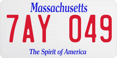 MA license plate 7AY049