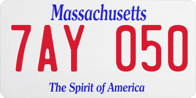 MA license plate 7AY050