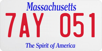 MA license plate 7AY051