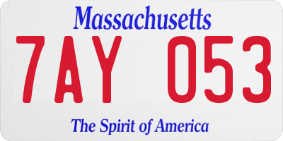 MA license plate 7AY053