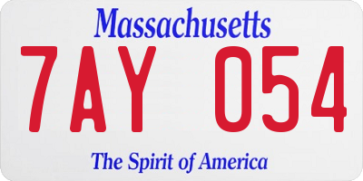 MA license plate 7AY054