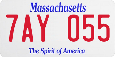 MA license plate 7AY055