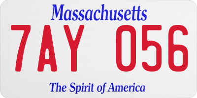 MA license plate 7AY056