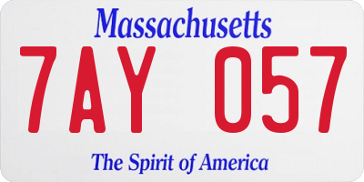 MA license plate 7AY057