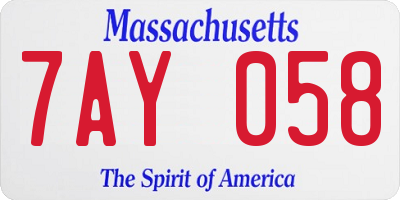 MA license plate 7AY058