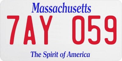 MA license plate 7AY059