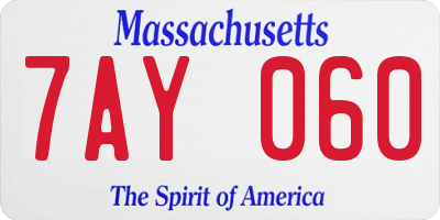 MA license plate 7AY060