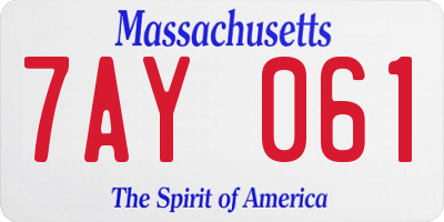MA license plate 7AY061