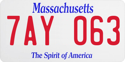 MA license plate 7AY063