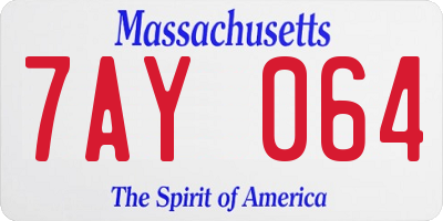 MA license plate 7AY064