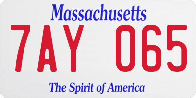 MA license plate 7AY065