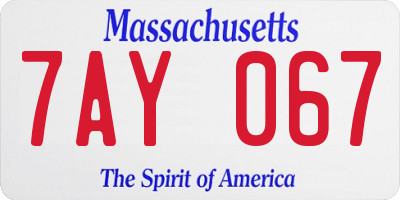 MA license plate 7AY067