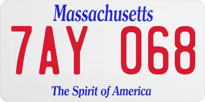 MA license plate 7AY068