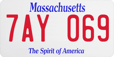 MA license plate 7AY069