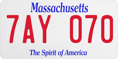MA license plate 7AY070