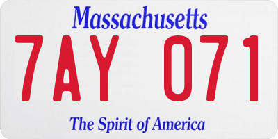 MA license plate 7AY071
