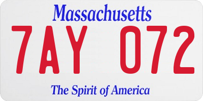 MA license plate 7AY072