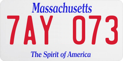 MA license plate 7AY073