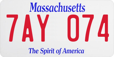 MA license plate 7AY074