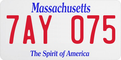 MA license plate 7AY075