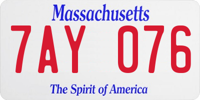 MA license plate 7AY076