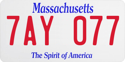 MA license plate 7AY077