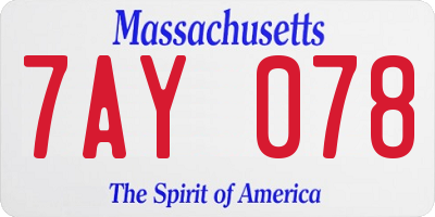 MA license plate 7AY078