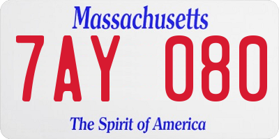 MA license plate 7AY080