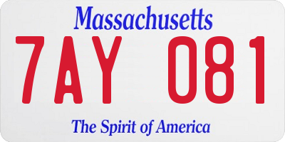 MA license plate 7AY081