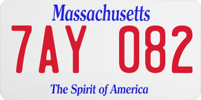 MA license plate 7AY082