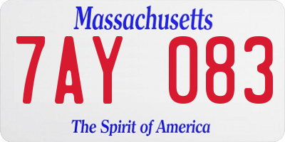 MA license plate 7AY083