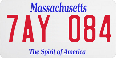 MA license plate 7AY084