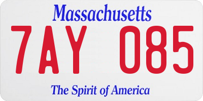 MA license plate 7AY085