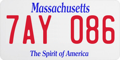 MA license plate 7AY086