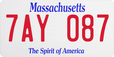 MA license plate 7AY087