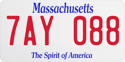 MA license plate 7AY088