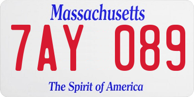 MA license plate 7AY089