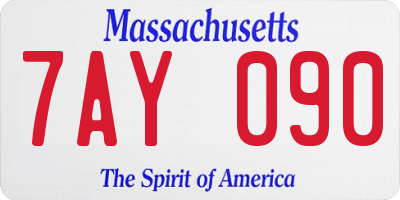 MA license plate 7AY090