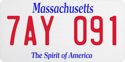 MA license plate 7AY091
