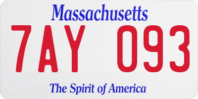 MA license plate 7AY093