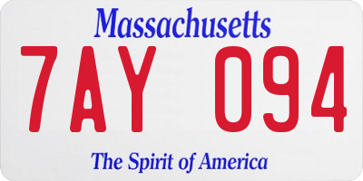 MA license plate 7AY094