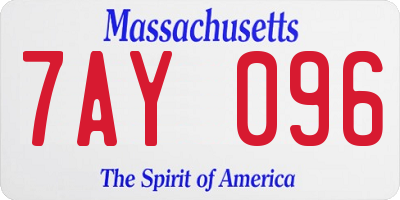 MA license plate 7AY096