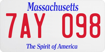 MA license plate 7AY098