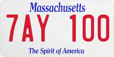 MA license plate 7AY100