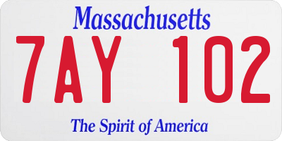 MA license plate 7AY102