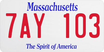 MA license plate 7AY103