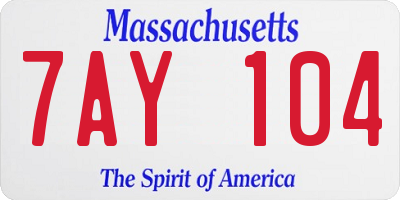 MA license plate 7AY104