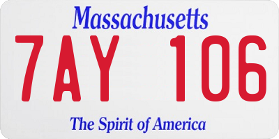 MA license plate 7AY106